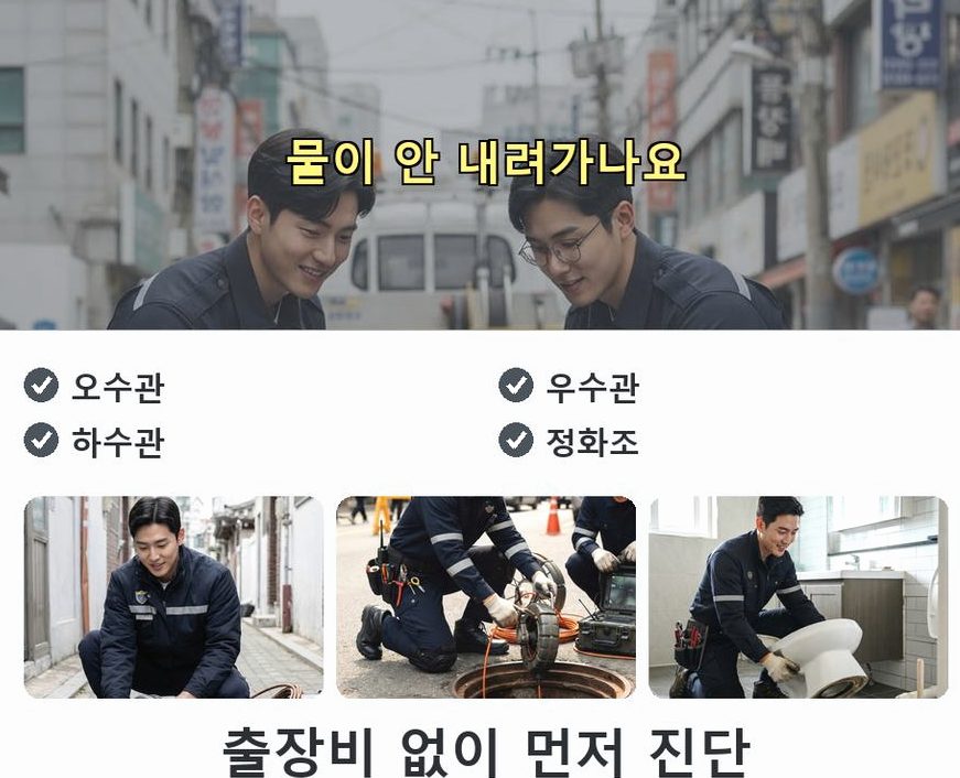 서울 구로구 가리봉동 배관청소 원인 진단 현장 작업 사진 - 배관해결사