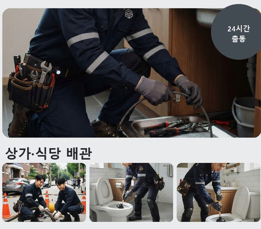 서울 구로구 가리봉동 세탁기 배수구막힘 긴급출동 현장 작업 사진 - 배관해결사