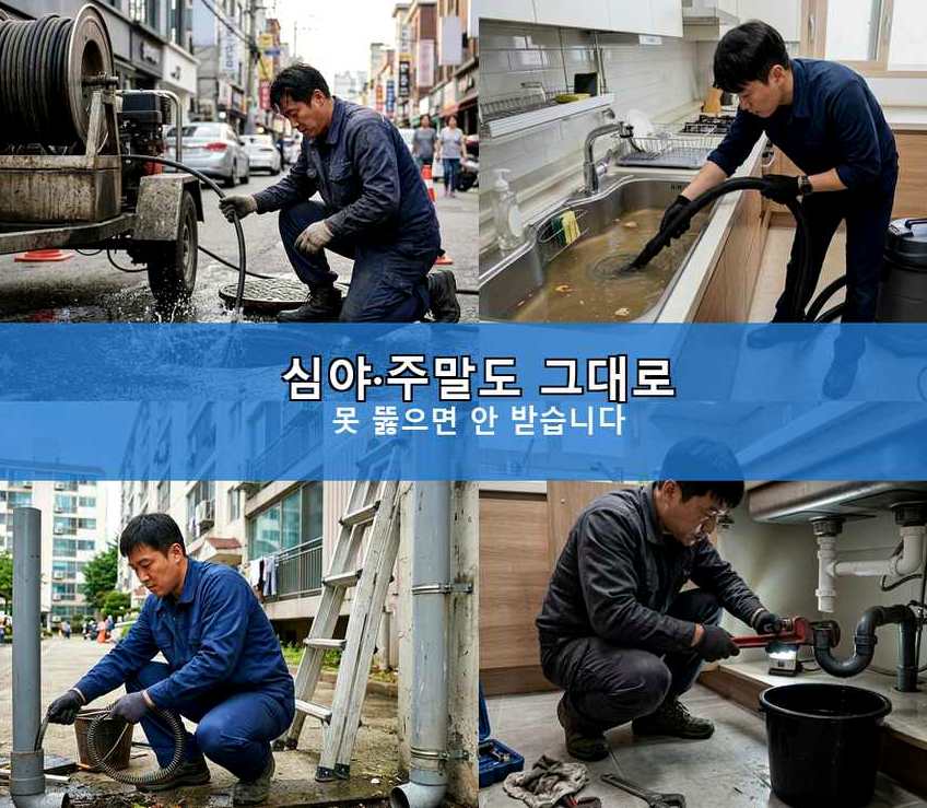 서울 구로구 가리봉동 하수구 역류 전문 업체 현장 작업 사진 - 배관해결사