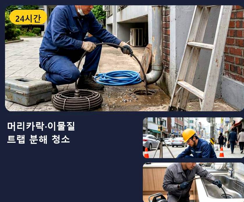 서울 구로구 가리봉동 화장실 하수구막힘 업체 현장 작업 사진 - 배관해결사