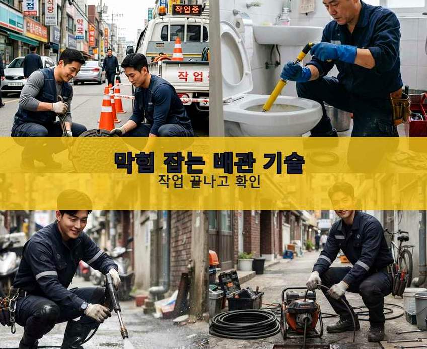 과천시 갈현동 주방 하수구막힘 야간 출동 현장 작업 사진 - 배관해결사