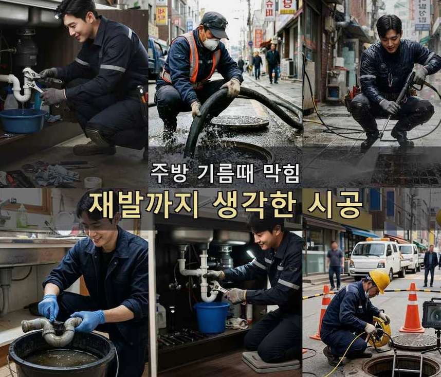 과천시 갈현동 하수구 냄새 비용 현장 작업 사진 - 배관해결사
