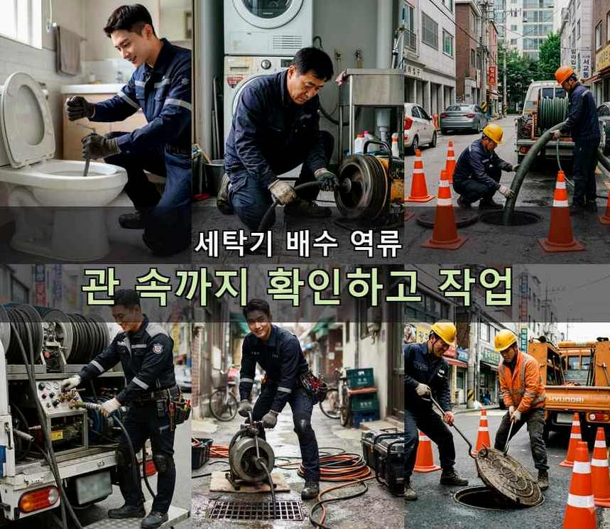 김포시 감정동 배수구막힘 가격 안내 현장 작업 사진 - 배관해결사