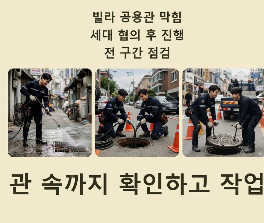 여주시 강천면가야리 하수구막힘 고압세척·관통 작업 모습