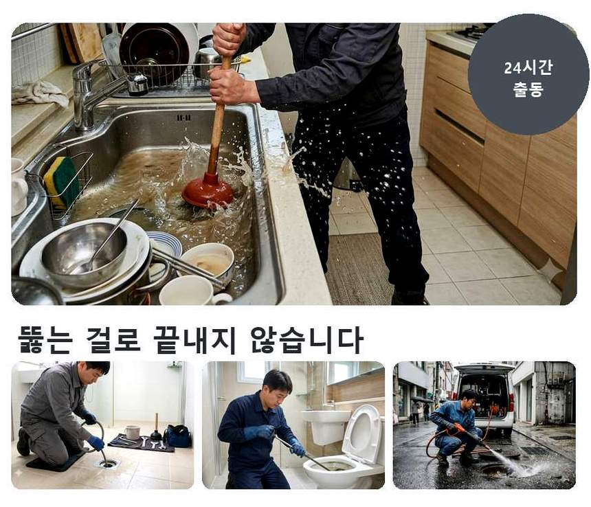양평군 개군면계전리 욕실 배수구막힘 업체 현장 작업 사진 - 배관해결사