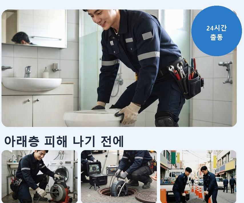 양평군 개군면계전리 화장실 하수구막힘 전문 업체 현장 작업 사진 - 배관해결사