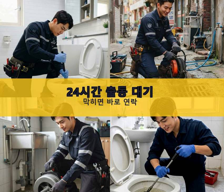 서울 구로구 개봉동 욕실 배수구막힘 출장비 무료 현장 작업 사진 - 배관해결사