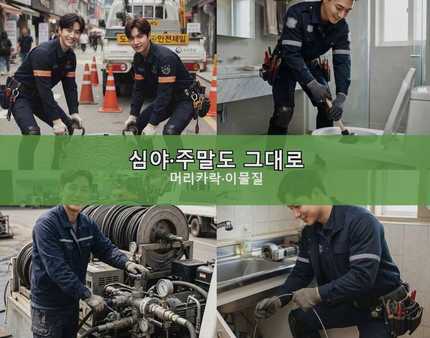 서울 강남구 개포동 욕실 배수구막힘 야간 출동 현장 작업 사진 - 배관해결사
