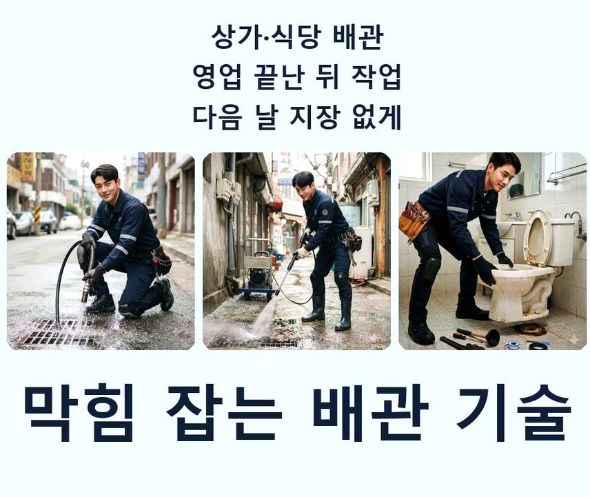 서울 강서구 개화동 화장실 하수구막힘 업체 현장 작업 사진 - 배관해결사