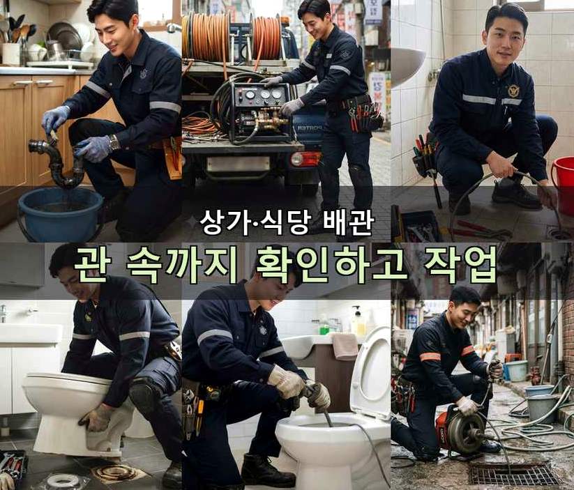 안산시상록구 건건동 고압세척 24시 출동 현장 작업 사진 - 배관해결사