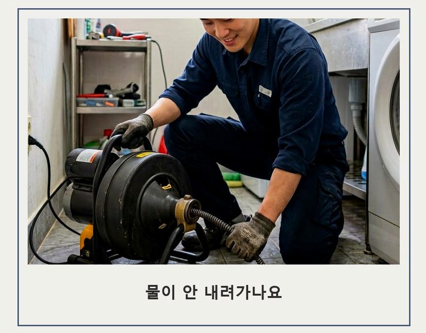 안산시상록구 건건동 세면대막힘 뚫음 현장 작업 사진 - 배관해결사