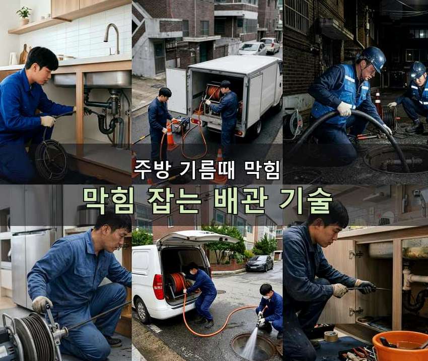 안산시상록구 건건동 정화조막힘 뚫음 현장 작업 사진 - 배관해결사