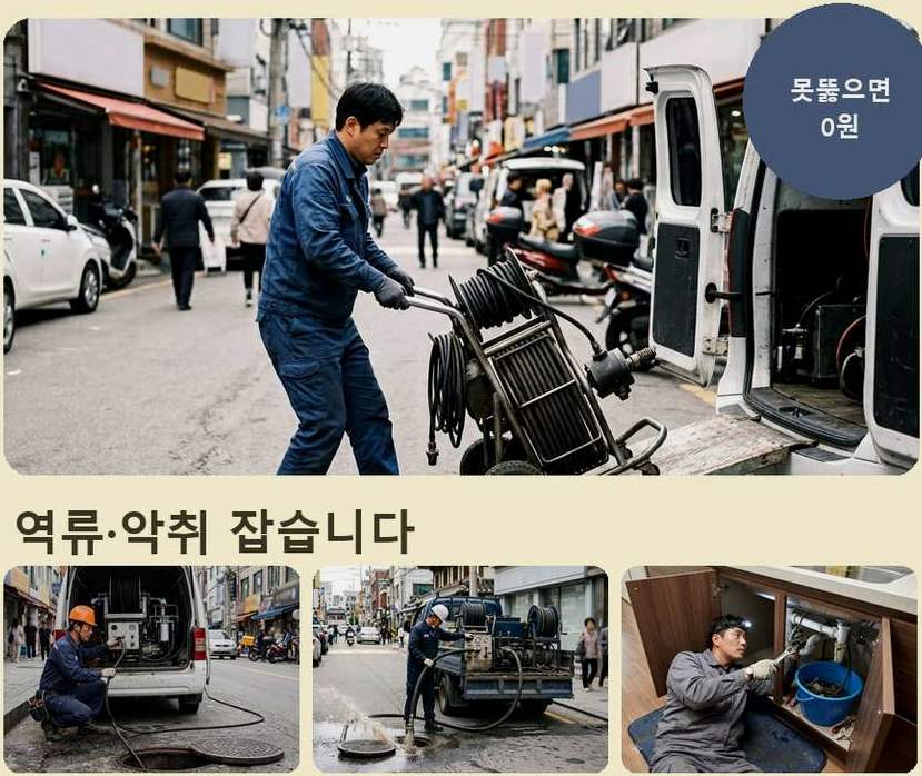 수원시권선구 고색동 화장실 하수구막힘 업체 현장 작업 사진 - 배관해결사