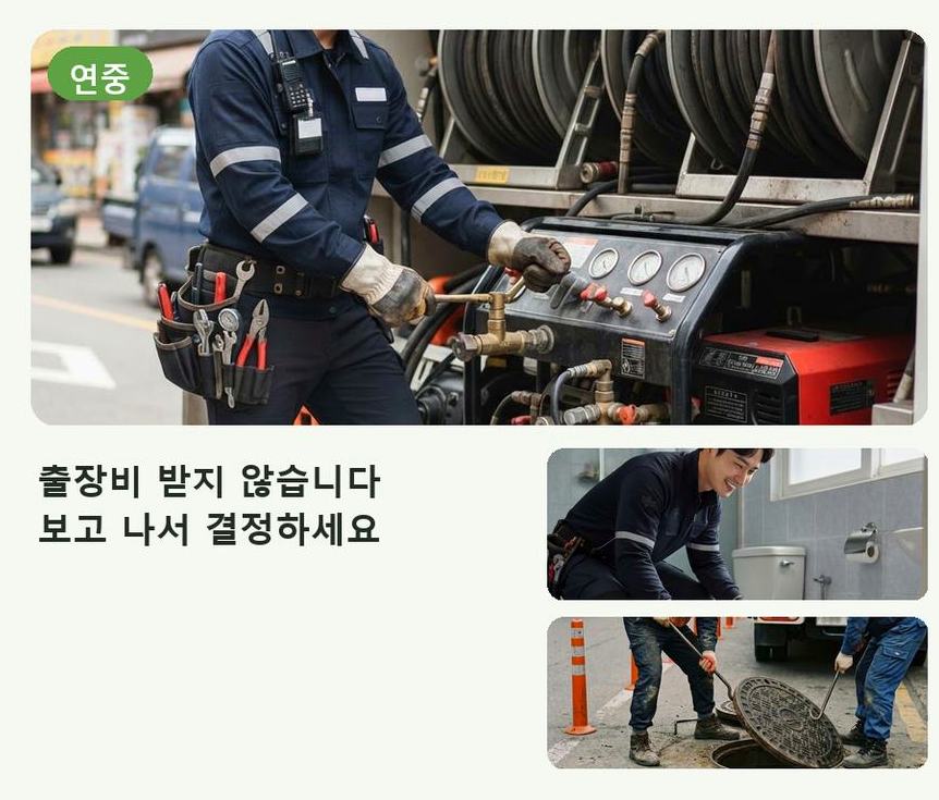 서울 구로구 오류동 싱크대막힘 고압세척·관통 작업 모습
