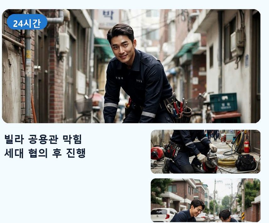 수원시권선구 금곡동 하수구막힘 고압세척·관통 작업 모습