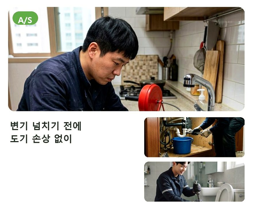 안성시 공도읍건천리 싱크대막힘 업체 현장 작업 사진 - 배관해결사