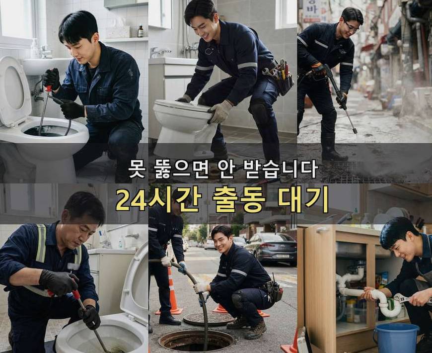 서울 강서구 공항동 싱크대막힘 고압세척·관통 작업 모습