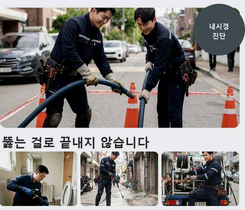과천시 관문동 하수구막힘 고압세척·관통 작업 모습