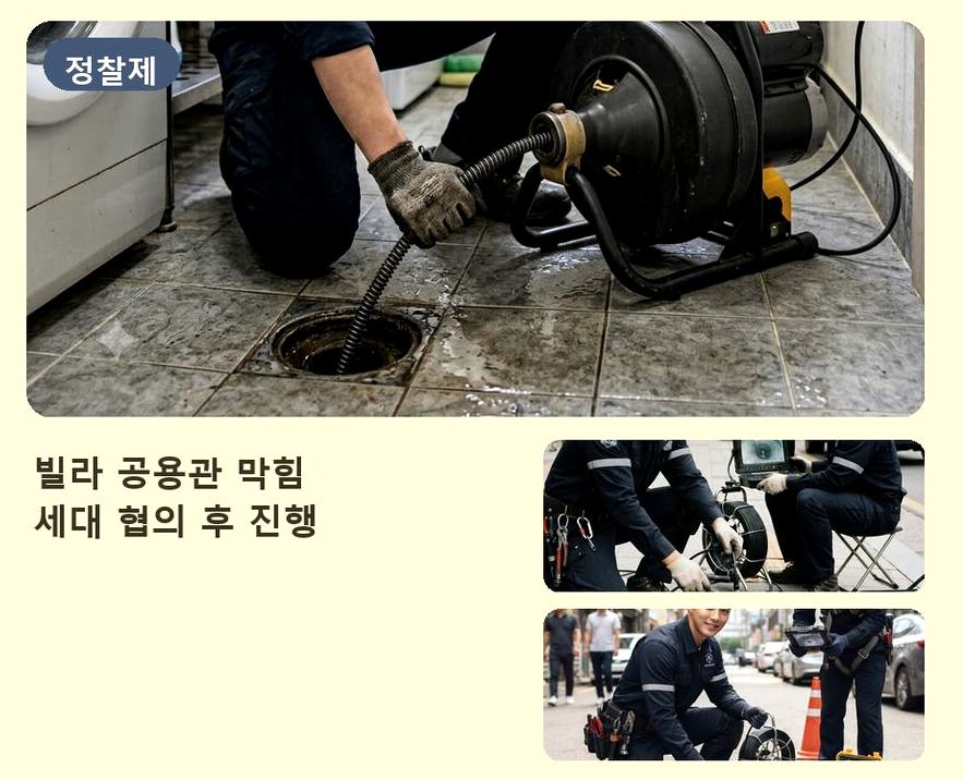 과천시 과천동 하수구 역류 업체 현장 작업 사진 - 배관해결사