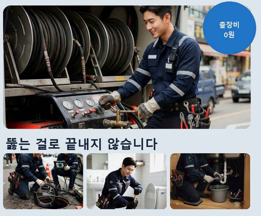 과천시 관문동 하수구막힘 고압세척·관통 작업 모습