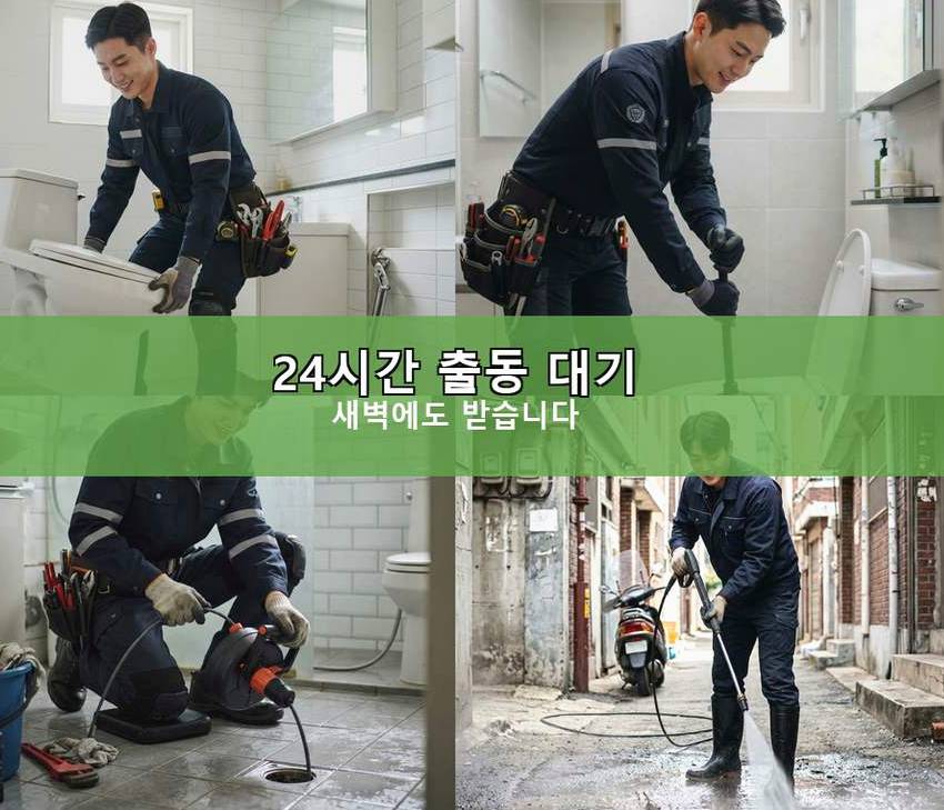 과천시 관문동 욕실 배수구막힘 24시 출동 현장 작업 사진 - 배관해결사
