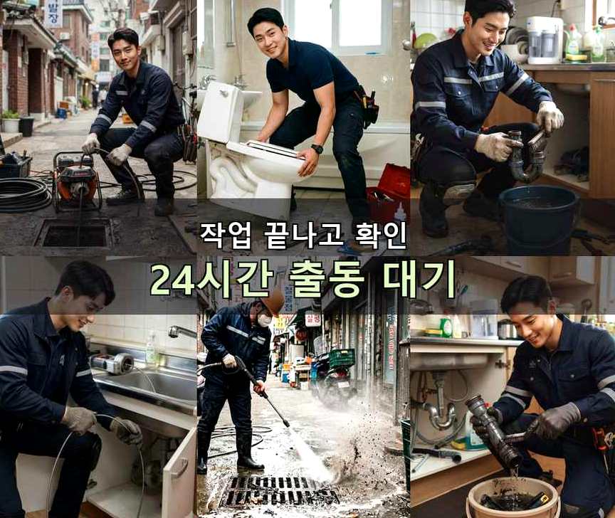 과천시 문원동 배수구막힘 고압세척·관통 작업 모습