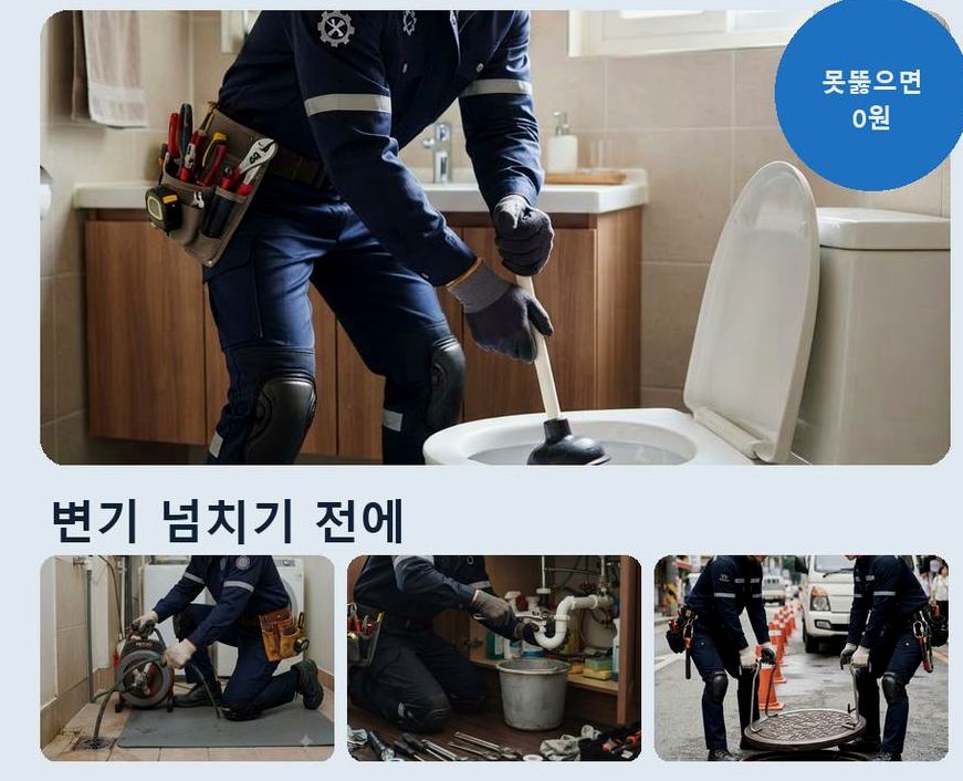 파주시 교하동 변기막힘 가격 안내 현장 작업 사진 - 배관해결사