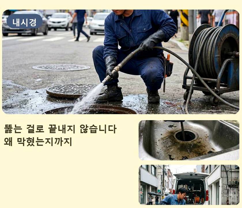 서울 구로구 구로동 정화조막힘 원인 진단 현장 작업 사진 - 배관해결사