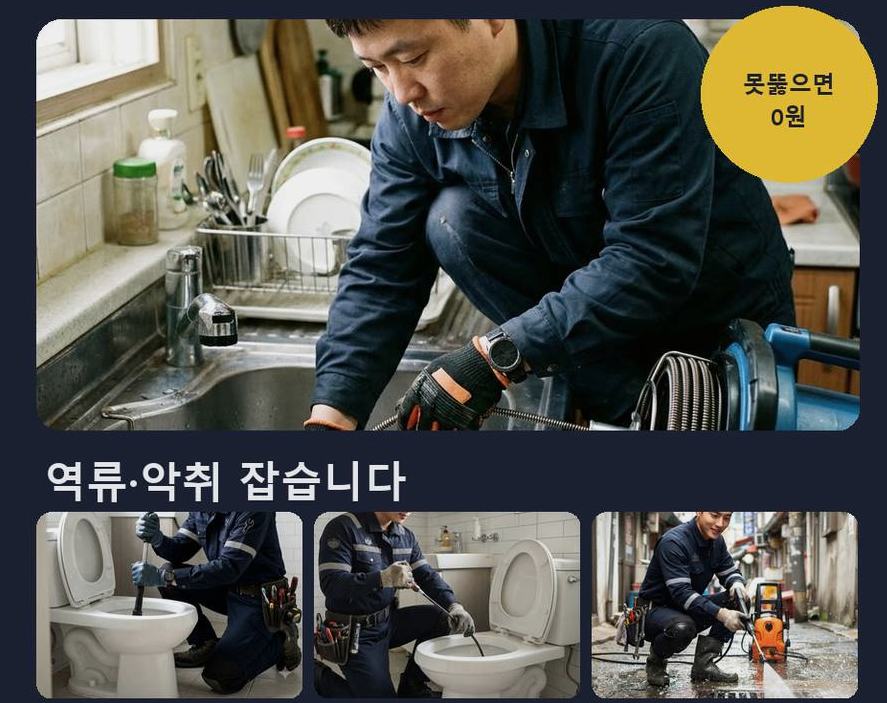 연천군 구미리 욕실 배수구막힘 24시 출동 현장 작업 사진 - 배관해결사