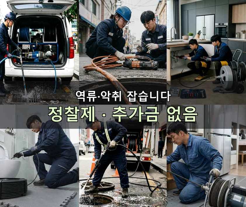 연천군 구미리 정화조막힘 뚫음 현장 작업 사진 - 배관해결사