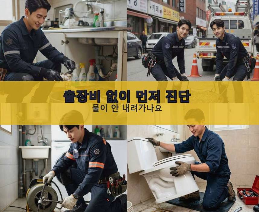 연천군 구미리 화장실 하수구막힘 출장비 무료 현장 작업 사진 - 배관해결사