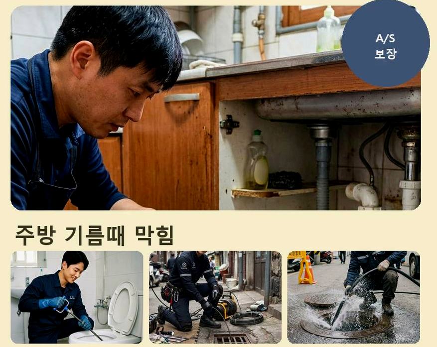 안성시 구장리 싱크대막힘 24시 출동 현장 작업 사진 - 배관해결사
