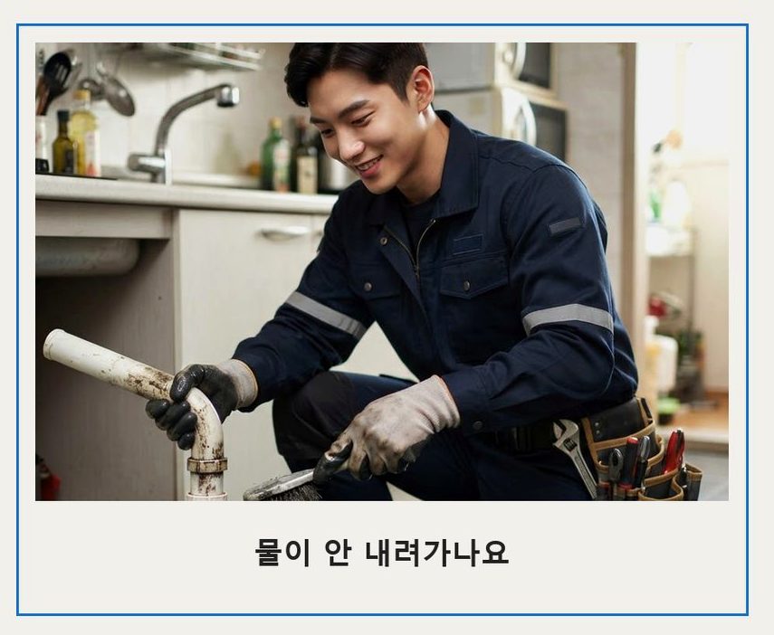 안성시 구장리 주방 하수구막힘 출장비 무료 현장 작업 사진 - 배관해결사