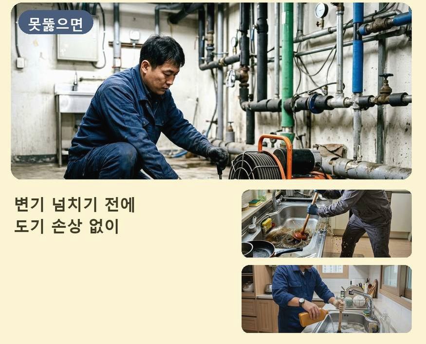 안성시 구장리 하수구 역류 24시 출동 현장 작업 사진 - 배관해결사