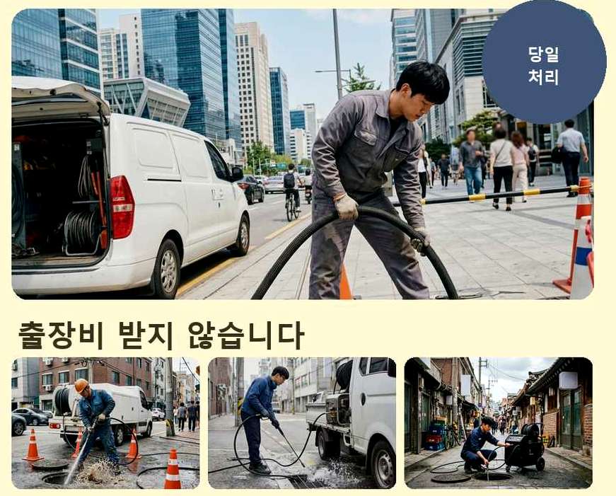 연천군 군남면남계리 세탁기 배수구막힘 비용 현장 작업 사진 - 배관해결사