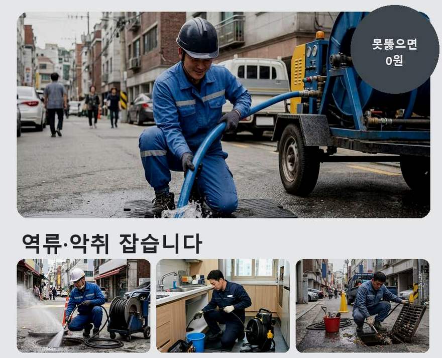 파주시 군내면 하수구막힘 전문 업체 현장 작업 사진 - 배관해결사