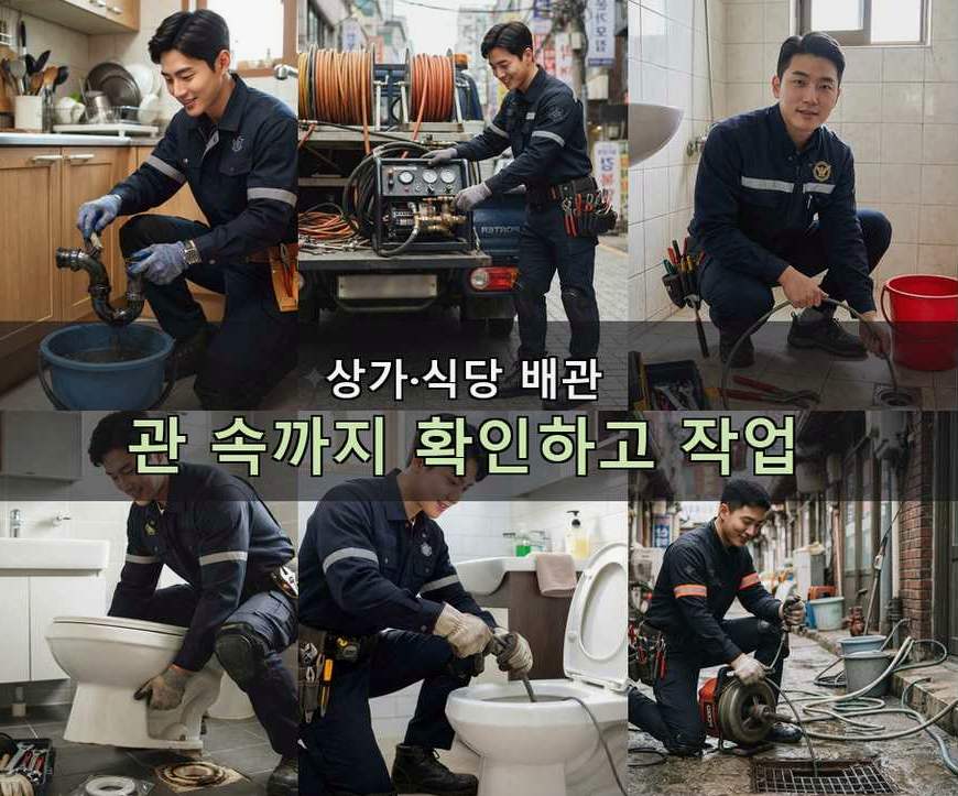 서울 구로구 궁동 배수구막힘 당일 처리 현장 작업 사진 - 배관해결사