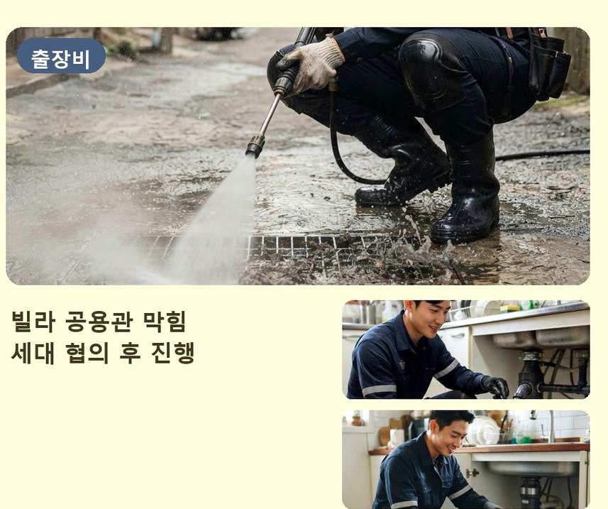서울 구로구 궁동 세탁기 배수구막힘 뚫음 현장 작업 사진 - 배관해결사
