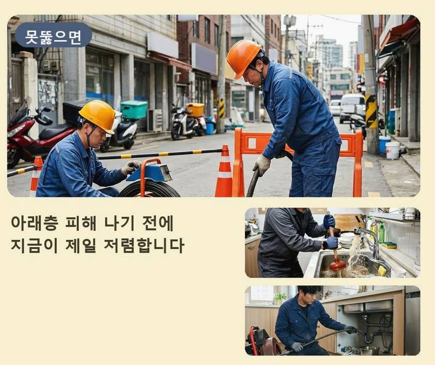 서울 구로구 궁동 오수관막힘 출장비 무료 현장 작업 사진 - 배관해결사