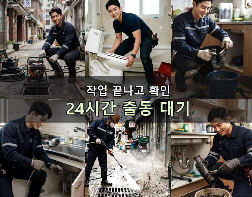 서울 구로구 궁동 하수구막힘 출장비 무료 현장 작업 사진 - 배관해결사