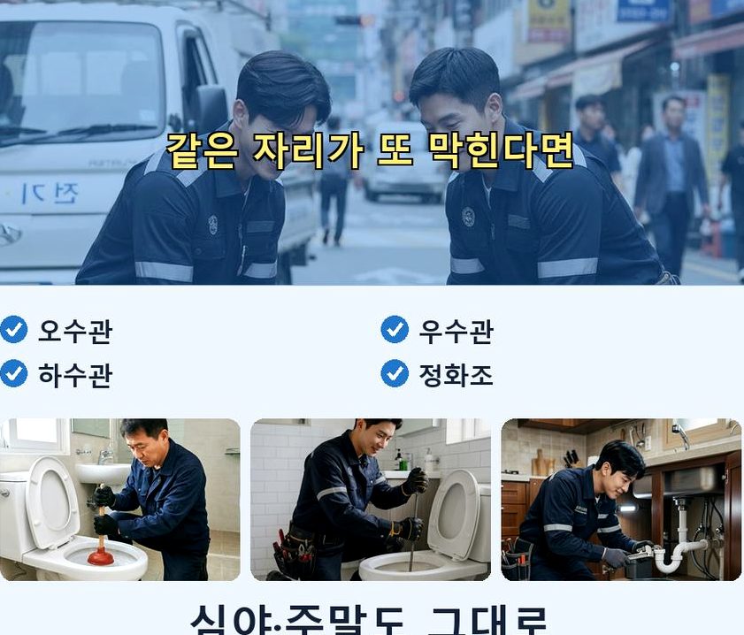 수원시권선구 권선동 하수구막힘 전문 업체 현장 작업 사진 - 배관해결사