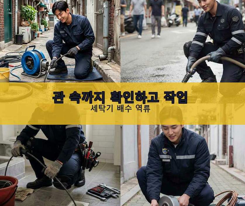 안성시 금석동 하수구막힘 야간 출동 현장 작업 사진 - 배관해결사