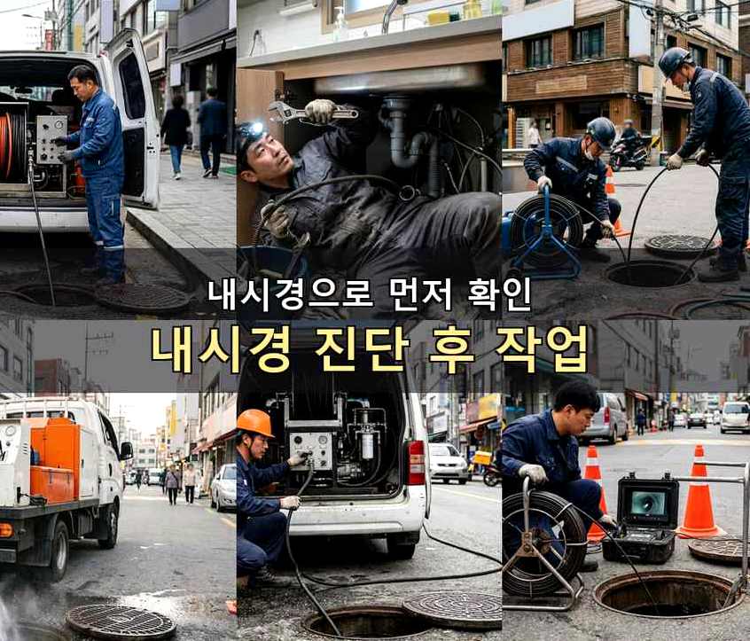 서울 성동구 금호동 하수구 냄새 원인 진단 현장 작업 사진 - 배관해결사