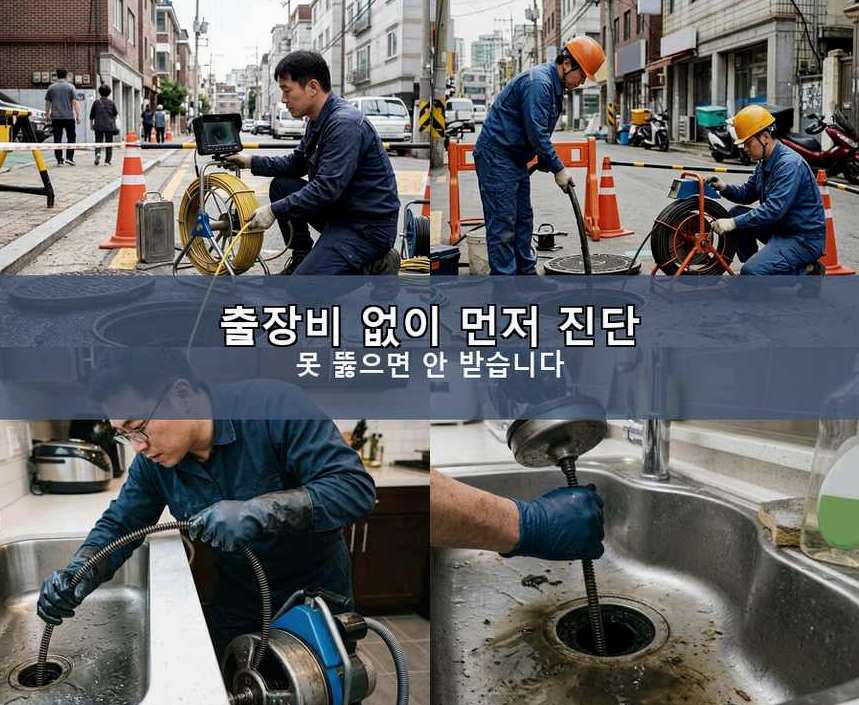 서울 관악구 낙성대동 오수관막힘 고압세척·관통 작업 모습