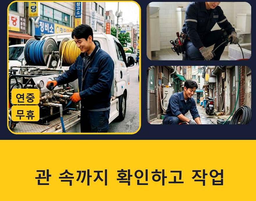 서울 관악구 난곡동 오수관막힘 야간 출동 현장 작업 사진 - 배관해결사