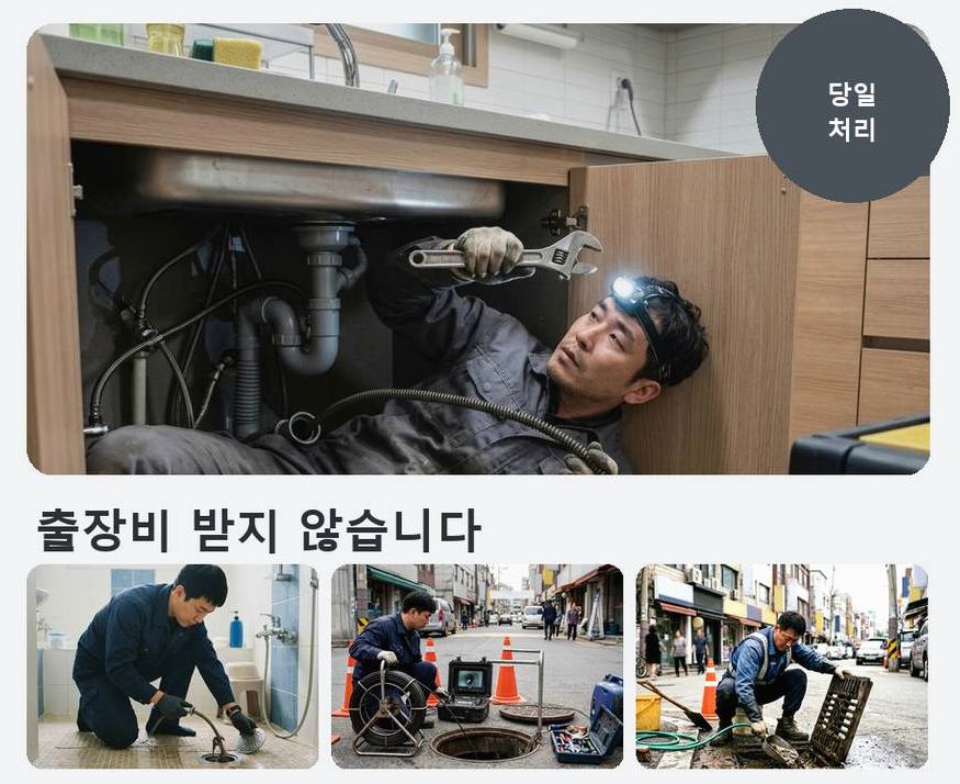 서울 강서구 내발산동 고압세척 업체 현장 작업 사진 - 배관해결사