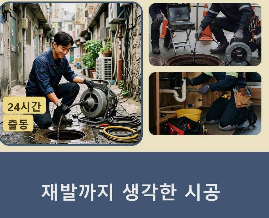 서울 동작구 노량진동 배수구막힘 고압세척·관통 작업 모습
