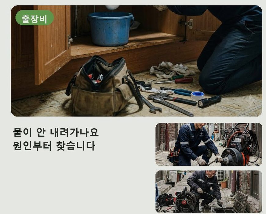 서울 강남구 논현동 욕실 배수구막힘 전문 업체 현장 작업 사진 - 배관해결사