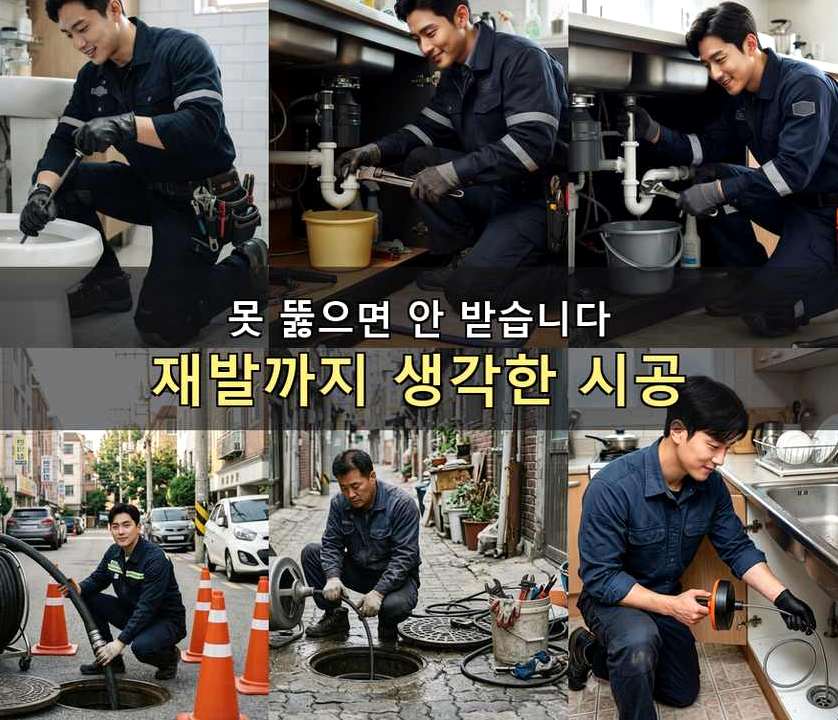 성남시수정구 단대동 주방 하수구막힘 출장비 무료 현장 작업 사진 - 배관해결사