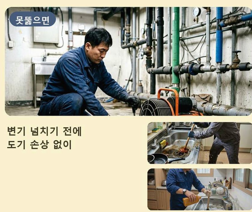 양평군 양서면국수리 싱크대막힘 고압세척·관통 작업 모습